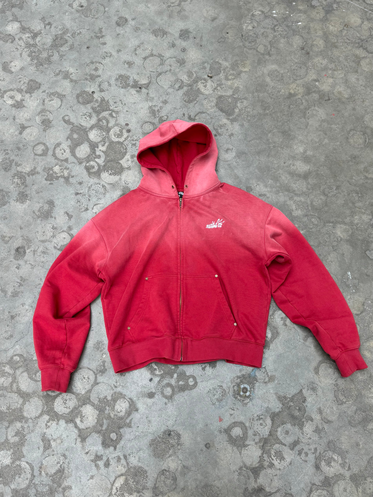 RED SUNFADE ZIP HOODIE