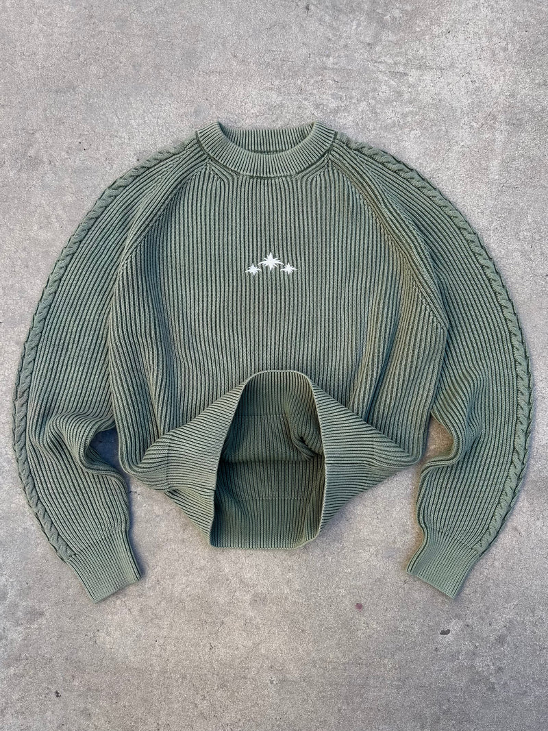 GREEN WASHED KNIT