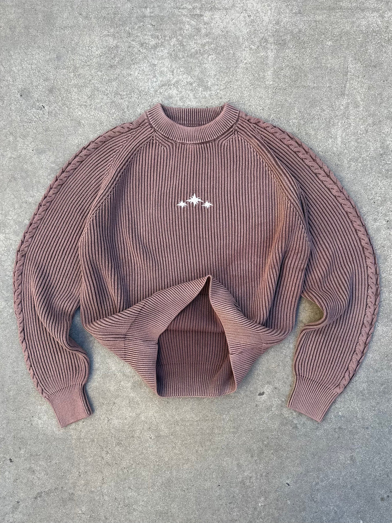 BROWN WASHED KNIT