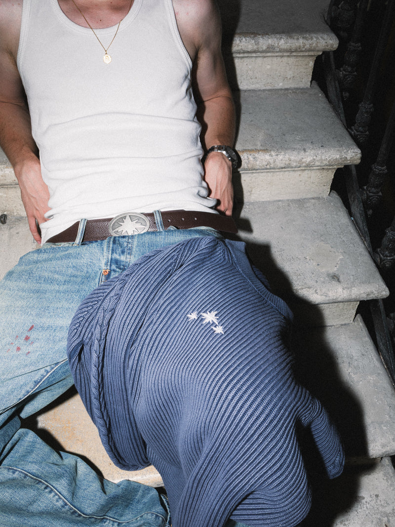 BLUE WASHED KNIT