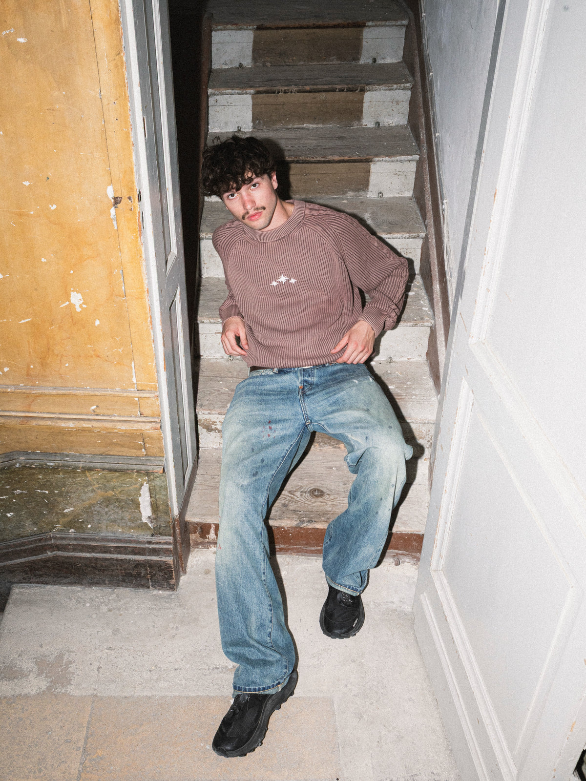BROWN WASHED KNIT