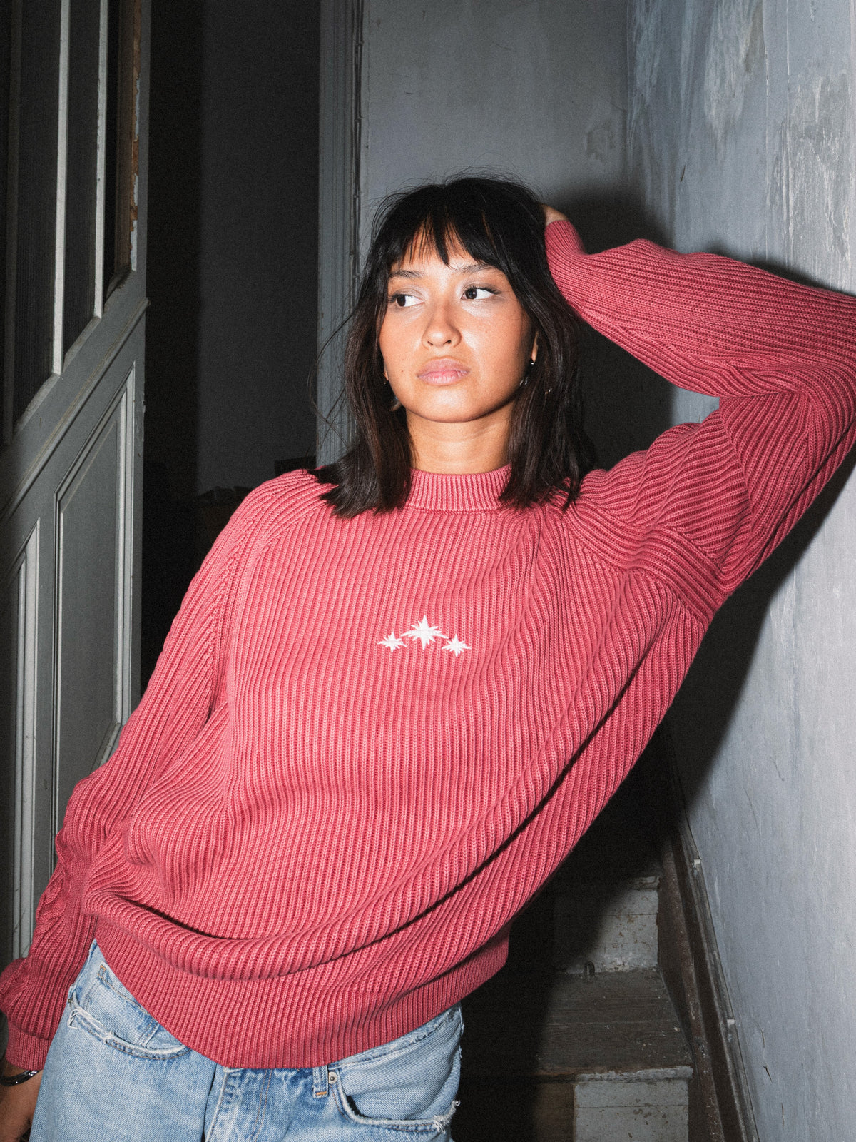 RED WASHED KNIT